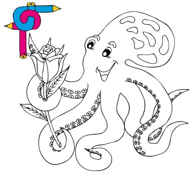 Coloring image octopus clipart