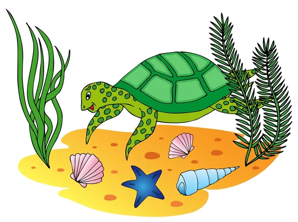 Υδρόβια χελώνα στον ωκεανό — Διανυσματικό Αρχείο