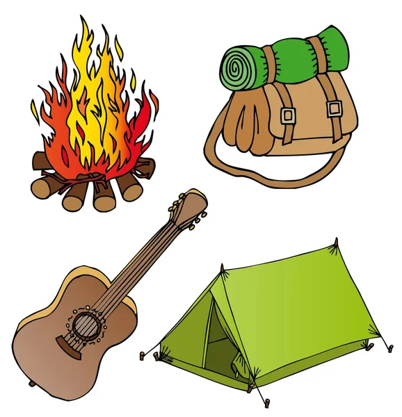Camping objecten collectie 1 — Stockvector