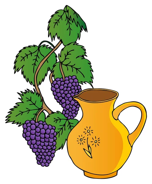 stock vector Grapes and pitchers