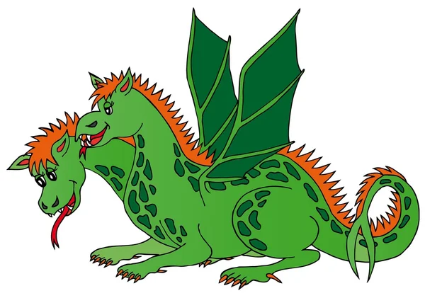 Dragon à deux têtes — Image vectorielle