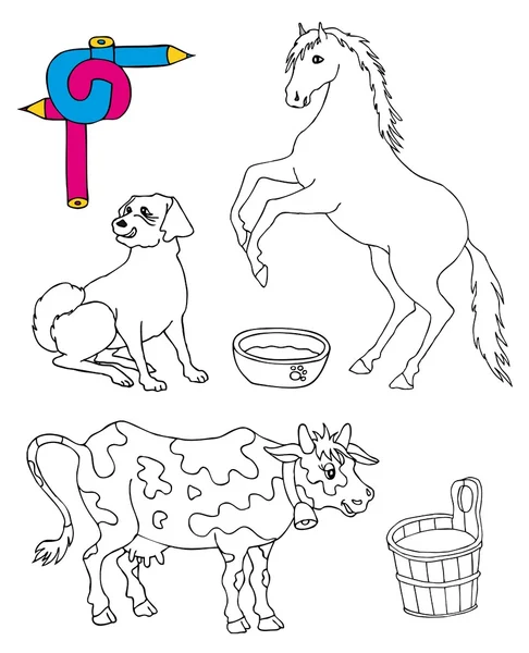 Colorear animales de imagen — Vector de stock