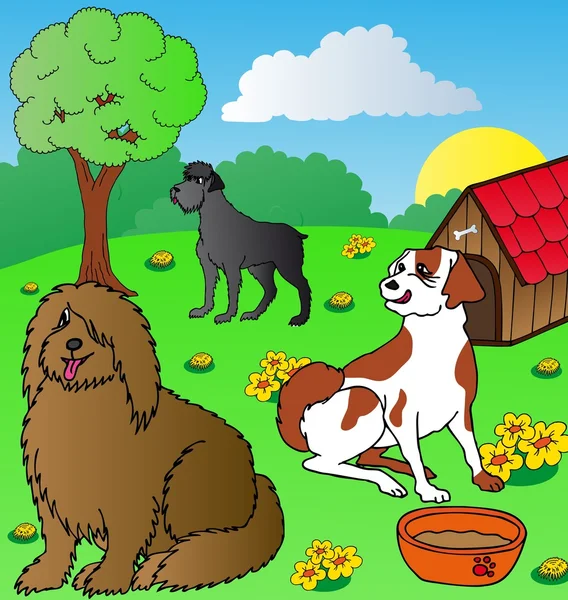 Siesta für Hunde im Garten — Stockvektor