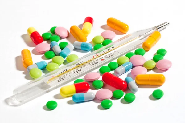 stock image Thermometer with medications