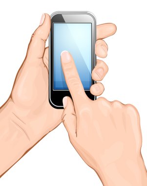 Hand holding cellular phone. clipart