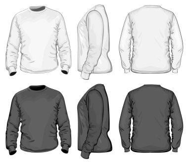 Men's V-neck long sleeve t-shirt design template clipart