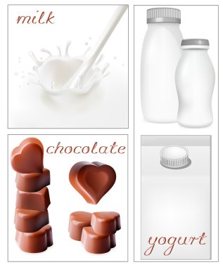 Elements for design of packing milk dairy clipart