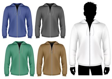 Hooded sweatshirt with zipper design template. clipart