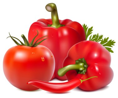 Red vegetables with parsley clipart