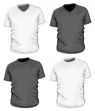 Men's black and white t-shirt clipart