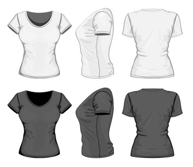 Women's polo-shirt design template (front, back and side view). clipart