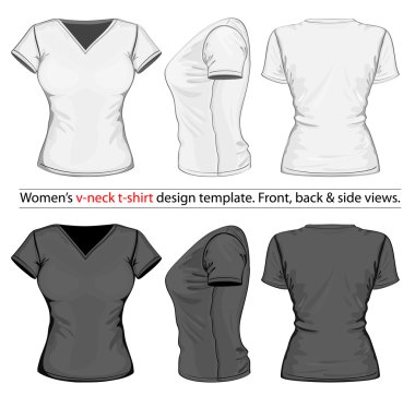 Women's polo-shirt design template (front, back and side view). clipart