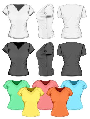 Women's polo-shirt design template (front, back and side view). clipart