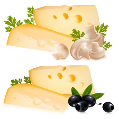 Siyah Zeytin ve mantar ile peynir.