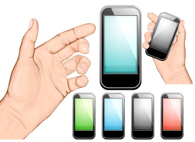 Hand holding mobile phone clipart