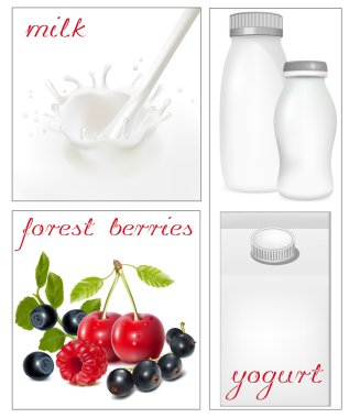 Elements for design of packing milk dairy. Milky splash. Ripe apricots. clipart