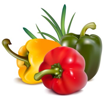 Color peppers with onion. clipart