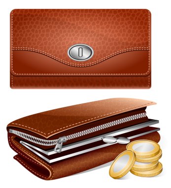 Vector wallet and coins clipart