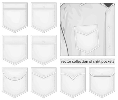 Vector collection of shirt pockets clipart