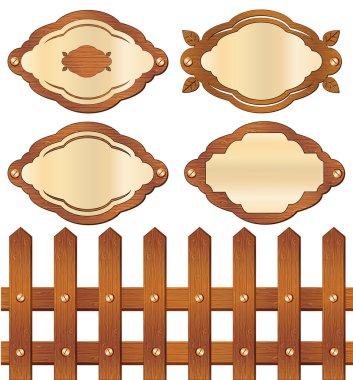 Set of wooden signboards clipart