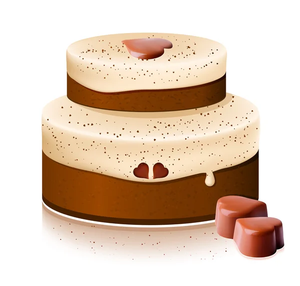 Kue vektor dengan coklat - Stok Vektor
