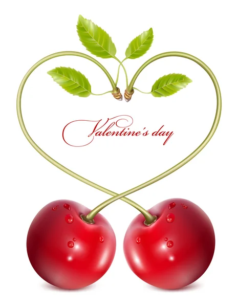 У день Святого Валентина. стиглі вишні. — стоковий вектор