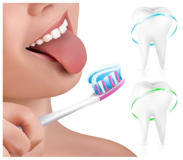 Dental koncept. Kid borsta tänderna. — Stock vektor