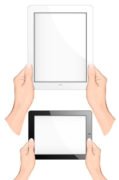 Mão segurando um touchpad pc (tablet ). —  Vetores de Stock