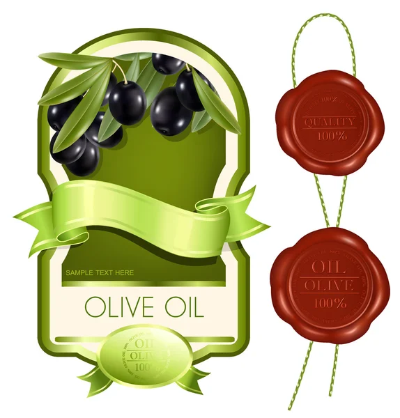 Popisek produktu. olivový olej. — Stockový vektor