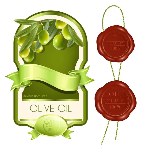 Termék címke. olívaolaj. — Stock Vector
