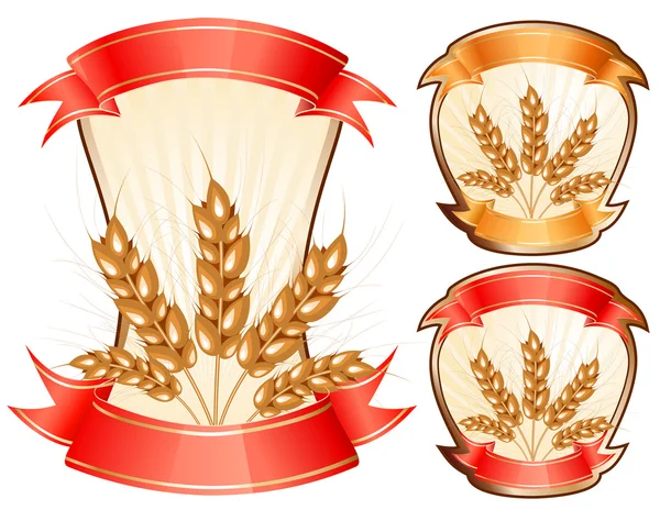 Rótulo de um produto com espigas vectoras de trigo . — Vetor de Stock