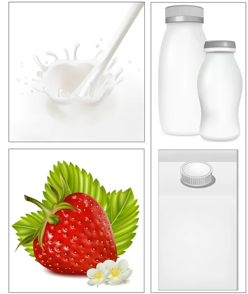 Elementi per la progettazione di imballaggio latticini — Vettoriale Stock