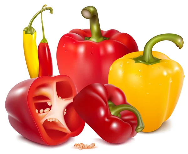 Vector illustration of ripe colored peppers. — Stock Vector