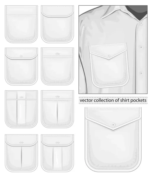 Векторная коллекция карманов рубашек — стоковый вектор