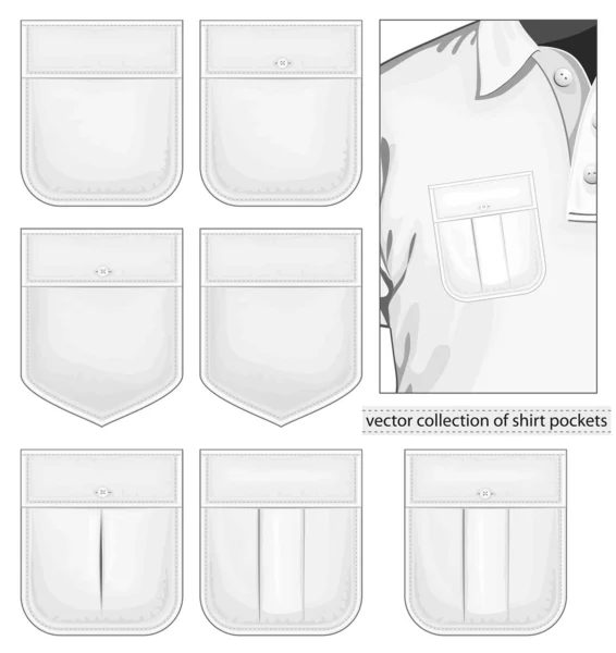 Colección vectorial de bolsillos de camisa — Vector de stock