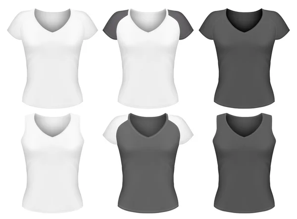 Šablona návrhu tričko žena vektor — Stockový vektor