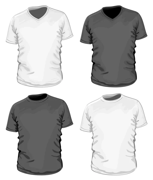 T-shirt preto e branco dos homens — Vetor de Stock