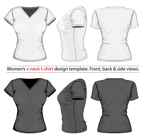 Modelo de design de camisa de pólo feminino (vista frontal, traseira e lateral ). — Vetor de Stock