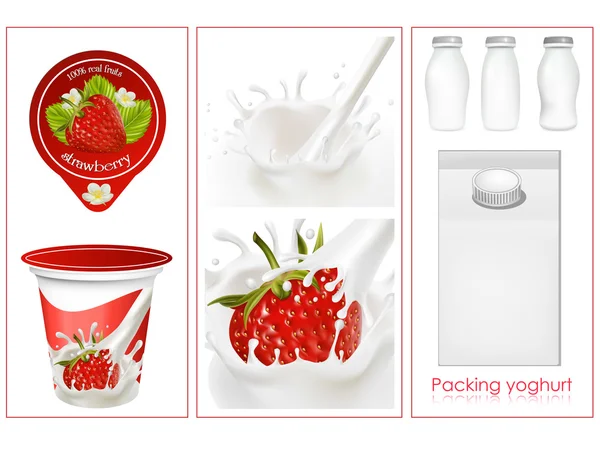 Elements for design of packing milk dairy — Wektor stockowy
