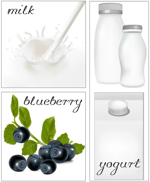 Elemente für die Gestaltung der Verpackung von Milchprodukten. — Stockvektor