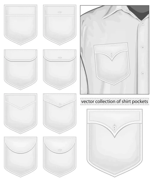 矢量集合的衬衫口袋 — 图库矢量图片