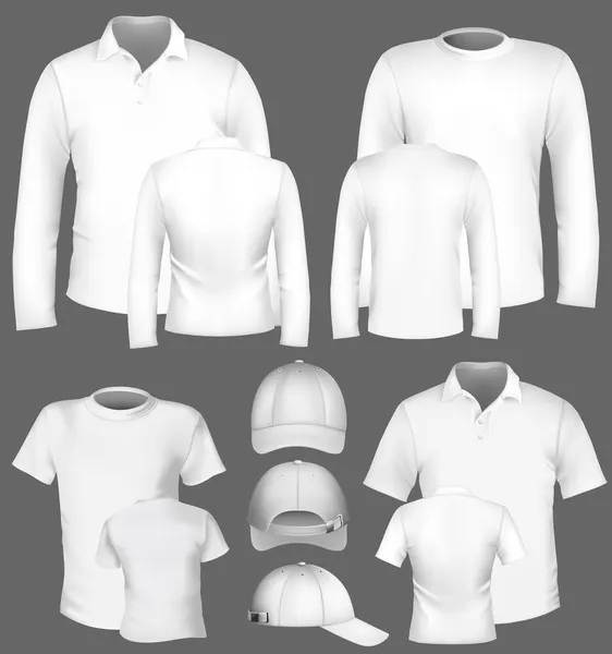 Modèle vectoriel de t-shirt, polo et sweat-shirt . — Image vectorielle