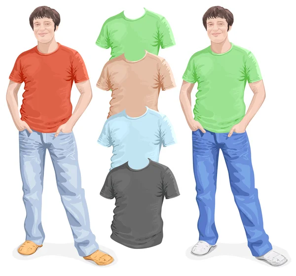 Hombres polo-camisetas plantilla de diseño (vista frontal ) — Vector de stock