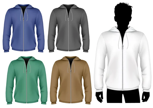 Hooded sweatshirt with zipper design template — Stock Vector