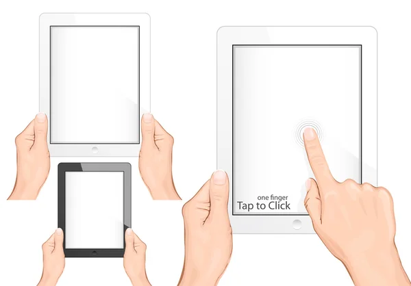 Mão segurando um touchpad pc (tablet ). — Vetor de Stock