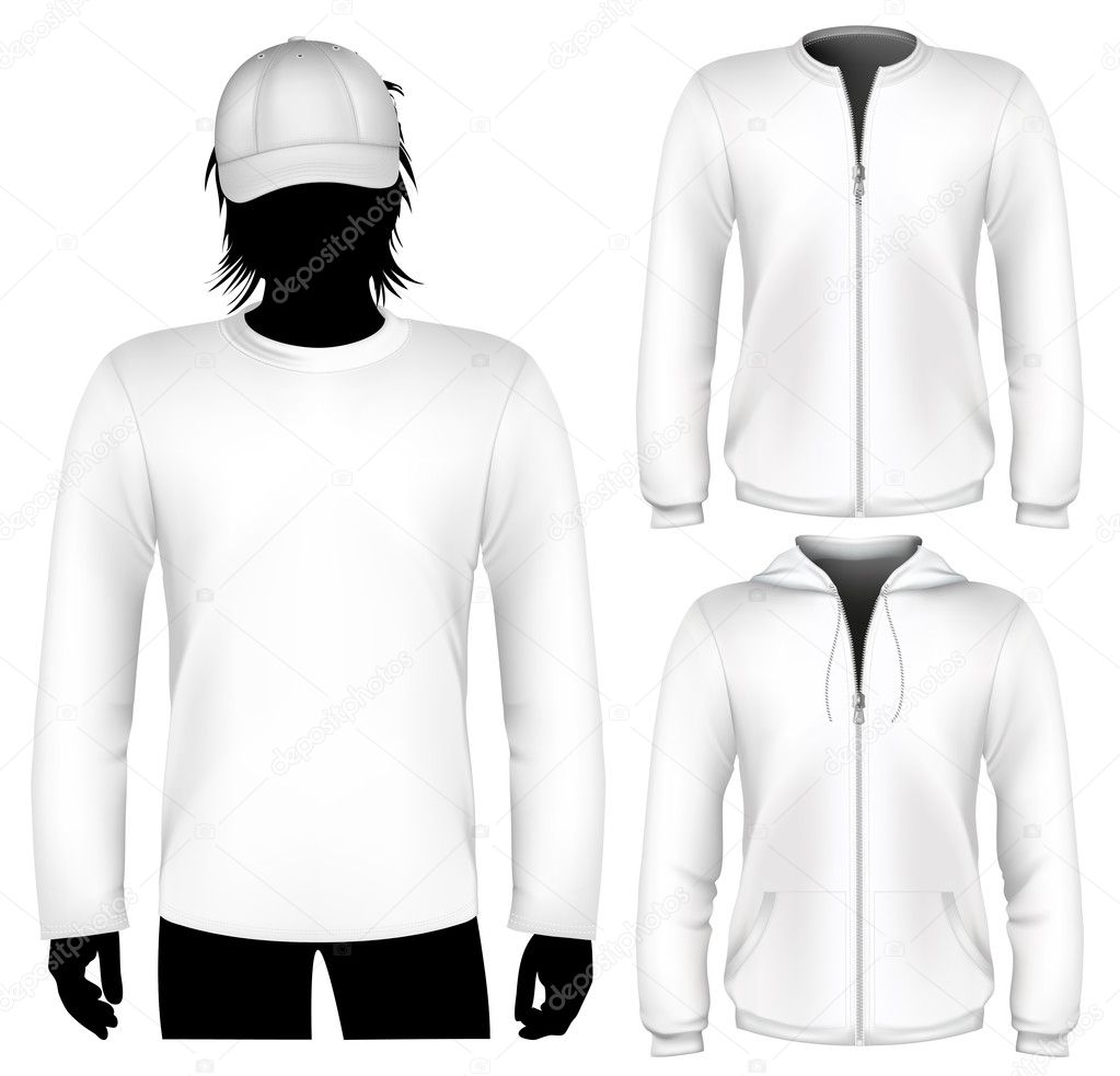 Shirt and sweatshirt design template with human body silhouette.