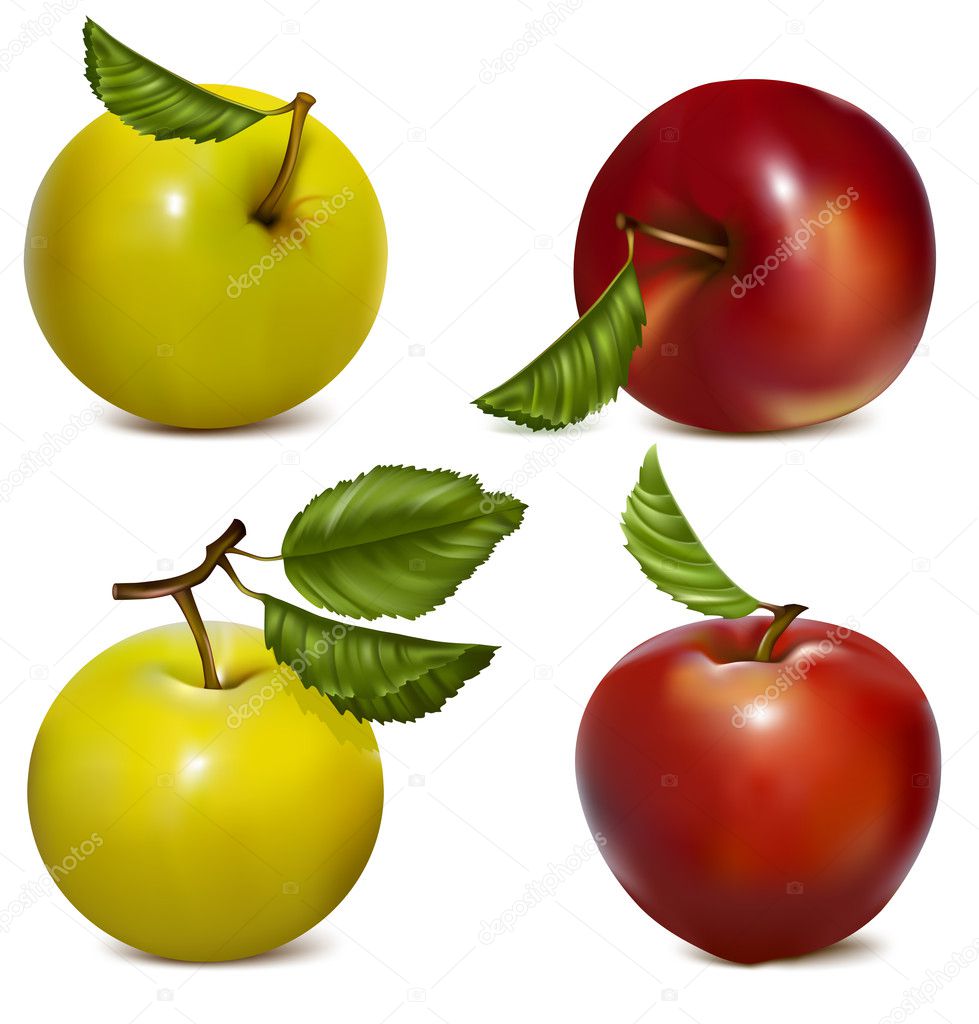 Set of red and green apples.