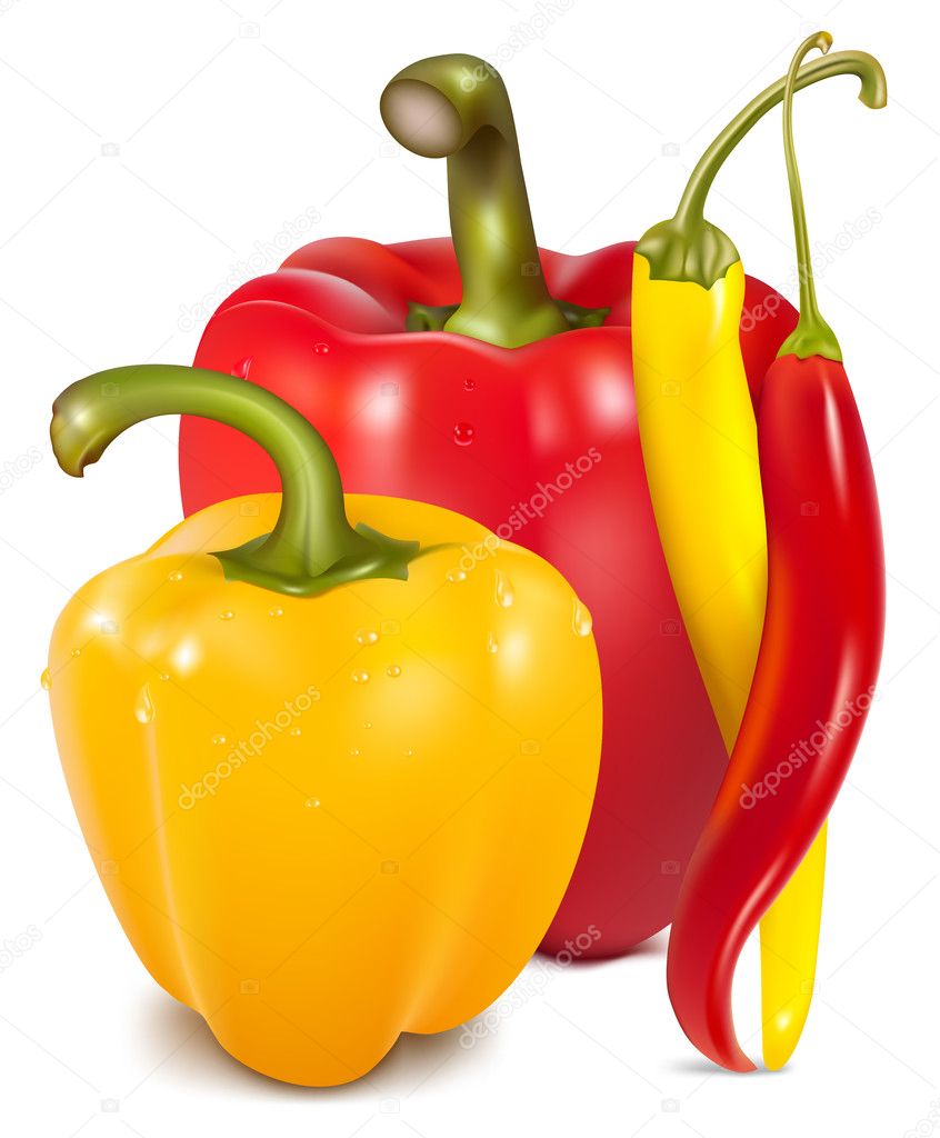 Ripe colored peppers