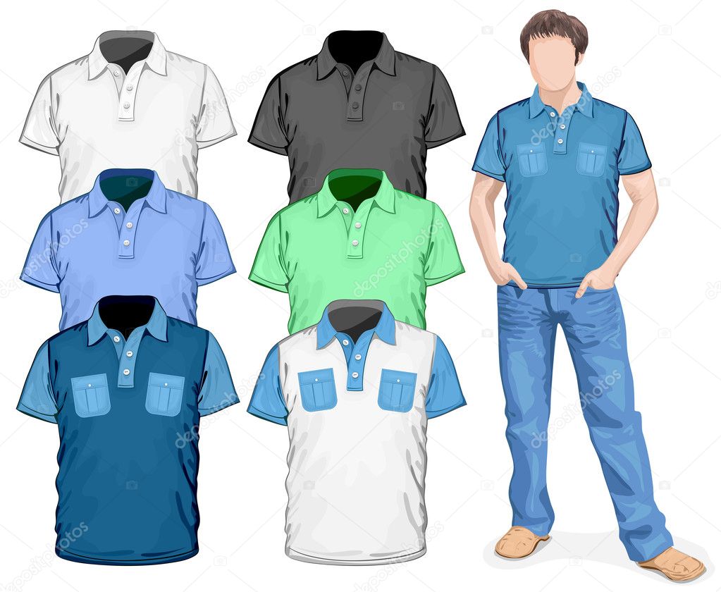 Men's polo-shirts design template (front view)
