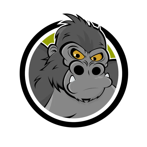 Arg tecknad gorilla i en badge — Stock vektor